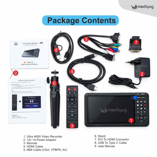 Mediyug Ultra 4K60 Surgery Video Recorder With 7-inch Display | Medical Video Recorder | 4K Laparoscopy Video Recorder