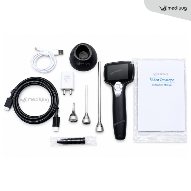 Mediyug HD Digital Video Otoscope With 3inch LCD Display | ENT Digital Video Otoscope | PC/Laptop & Android Compatible | MYG-OTO02