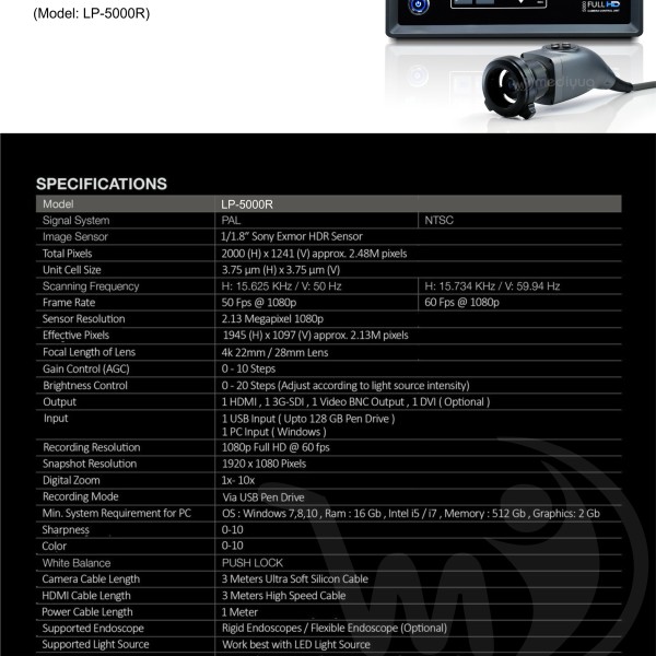 Full HD Laparoscopy & Endoscopy Camera Inbuilt USB Medical Recorder