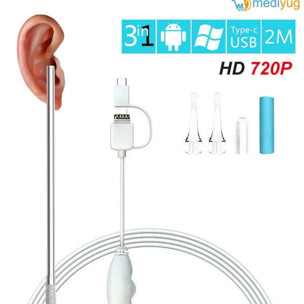 3 in 1Full HD Otoscope 1.3MP, Visual 5.5mm Ear Endoscope Camera